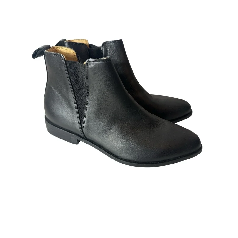 New Nisolo Eva Chelsea Boots Women's Size 8 Black Leather Ankle Slip On Booties